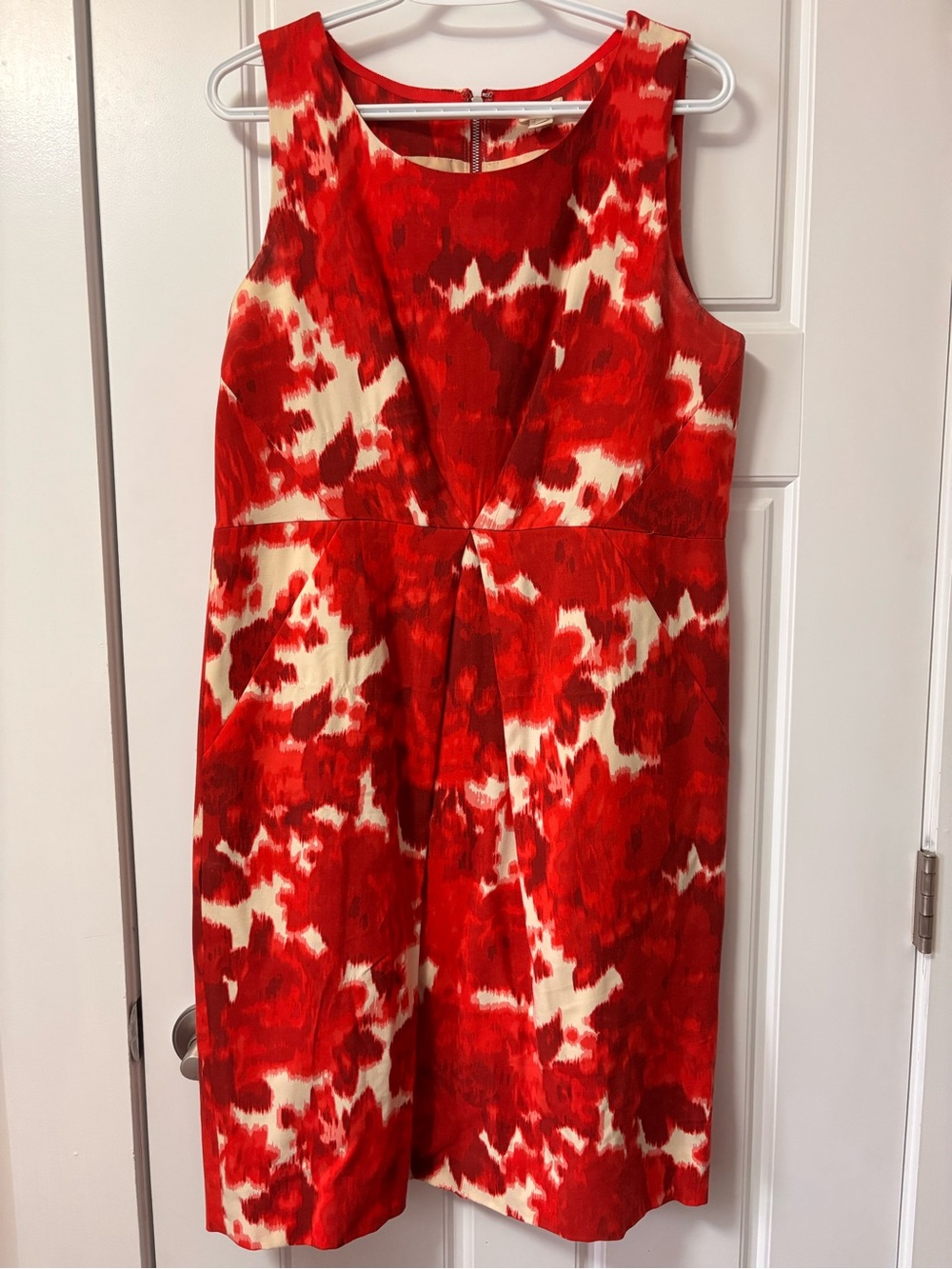 J. Crew Red and Cream Sleeveless Dress